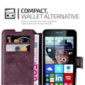 Miniatyrbild 4 av 4: Cadorabo Nokia Lumia 640 Fodral RETRO LOOK Magnetisk skyddsfodral som stöder stativ och kortplats RED-MATT