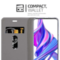 Miniatyrbild 4 av 4: Etui för Honor 9X PRO - CADORABO - Grå Svart - Syntetläder - Magnetisk Stängning - Ställfunktion MÖRKGRÅ