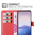 Miniatyrbild 3 av 4: Fodral - CADORABO - MEIZU 16Xs - Rött konstläder - Stativfunktion - Kortfack Röd