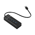 Miniatyrbild 4 av 4: 4 USB 3.0-portar multi-interface Plug & Play USB 3.0-port USB-C laddningsport bärbara datorer i SVART Cadorabo