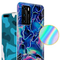 Miniatyrbild 3 av 4: Coque för Huawei P40 - CADORABO - Marmor Blå Rosa - Skydd i Silicone TPU - Modern Design - Mjuk Blå, Rosa