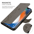 Miniatyrbild 4 av 4: Fodral till Apple iPhone XS - CADORABO - Blommönster - Imiterat läder - Stativfunktion - 3 kortplatser Grå