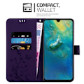 Miniatyrbild 2 av 4: Fodral till Huawei MATE 20 - CADORABO - Blommönster - Imiterat läder - Stativfunktion - 3 kortplatser Lila