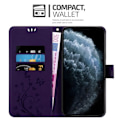 Miniatyrbild 2 av 4: Fodral till Apple iPhone 11 PRO MAX - CADORABO - Lila - Blommönster - Imiterat läder - Stativfunktion Lila