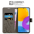 Miniatyrbild 2 av 4: Fodral - CADORABO - Samsung Galaxy M52 5G - Imiterat läder - Blommigt - Stativfunktion BLOMMIG GRÅ