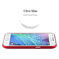 Miniatyrbild 4 av 4: Cadorabo Fodral till Samsung Galaxy J1 2015 (5) RÖD METALL MATT METALL Hårt plastskydd Skydd Hårt fodral Skal Ultra Slim Bumper