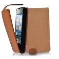 Miniatyrbild 1 av 2: Cadorabo Coque Huawei ASCEND Y300 DESIGN FLIP-stil Fodral Fodral i konstläder Struktur HAZELNÖT BRUN