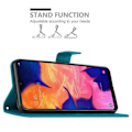 Miniatyrbild 3 av 4: Coque - CADORABO - Samsung Galaxy A10 - Blomstrande konstläder - Ställfunktion - Fack för kort Blå