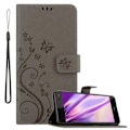 Miniatyrbild 1 av 4: Skal till Huawei Y5 2017 / Y6 2017 Fodral i GRÅ BLOMMA Etui Case Cover Skydd Blommigt Plånbok Wallet Grå