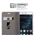 Miniatyrbild 2 av 4: Huawei P9 LITE Fodral i GRÅ SVART från Cadorabo (TYG-LÄDERDESIGN) Helt skyddsfodral med flip flik och stativ