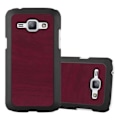 Miniatyrbild 1 av 4: Samsung Galaxy J1 2015 (5) fodral i WOODY RED från Cadorabo (WOODY design) Ultratunt hårdplastfodral Styvt hårt fodral med Röd