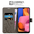 Miniatyrbild 3 av 4: Coque - CADORABO - Samsung Galaxy A21 - Floral - Similicuir - Fällfunktion Grå