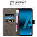 Miniatyrbild 2 av 4: Cadorabo Fodral för Samsung Galaxy A40 / A40s i Grå - Blommönster Grå