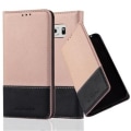 Miniatyrbild 1 av 4: Samsung Galaxy S6 Fodral i SVART ROSA från Cadorabo (LÄDER-LÄDER COMBI Design) Helt skyddande fodral med flipflik