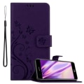 Miniatyrbild 1 av 4: Coque - CADORABO - LG K10 2017 - Similicuir - Floral - Magnetisk stängning Mörk lila