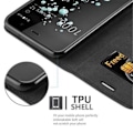Miniatyrbild 3 av 4: Étui - CADORABO - HTC U PLAY - Syntetiskt läder svart - Magnetisk - Ställfunktion - Kortfack Svart