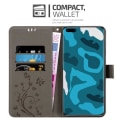Miniatyrbild 3 av 4: Etui för Huawei P40 - CADORABO - Grå Blommig - Syntetläder - Ställfunktion - Platser för Kort BLOMMIG GRÅ