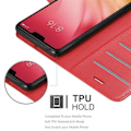 Miniatyrbild 2 av 4: Coque - CADORABO - Xiaomi Mi 8 LITE - Röd - Syntetiskt läder - Horisontellt stativ Röd
