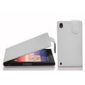 Miniatyrbild 2 av 2: Cadorabo Huawei ASCEND P7 DESIGN FLIP Style Fodral Fodral i konstläder Struktur VIT ALABASTER