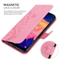 Miniatyrbild 4 av 4: Fodral till Samsung Galaxy A10 - CADORABO - Blommönster - Imiterat läder - Stativfunktion - 3 kortplatser Rosa