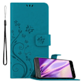 Miniatyrbild 1 av 4: Coque för Huawei P9 LITE 2016 - CADORABO - Blommigt Etui - Konstläder - Ställfunktion - Plånbok BLOMMA BLÅ