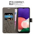 Miniatyrbild 3 av 4: Coque - CADORABO - Samsung Galaxy A22 5G - Blommig - Similläder - Plånbok med ställfunktion Grå