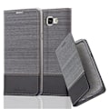 Miniatyrbild 1 av 4: Samsung Galaxy A9 2015 (5) Fodral i SVART GRÅ från Cadorabo (FABRIC-LEATHERETTE Design) Helt skyddsfodral med flipskydd Mörkgrå