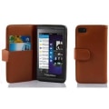Miniatyrbild 1 av 3: Fodral till Blackberry Z10 - CADORABO - Brunt konstläder - 360° flik - Integrerat skydd kastanj