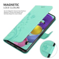Miniatyrbild 4 av 4: Coque - CADORABO - Samsung Galaxy A51 - Blommig konstläder - Ställfunktion - 3 kortplatser Grön