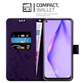 Miniatyrbild 3 av 4: Coque - CADORABO - NOVA 6 SE / P40 LITE / NOVA 7i - Similicuir - Blommönster - Ställfunktion Mörk lila