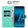 Miniatyrbild 2 av 4: Cadorabo Fodral för Samsung Galaxy A40 / A40s i grönt - blommönster Grön