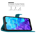 Miniatyrbild 4 av 4: Coque för Huawei Y6 PRO 2019 - CADORABO - Blommigt Fodral - Syntetläder - Ställfunktion - Fack för Kort BLOMMA BLÅ