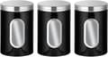 [RM]3-piece Kitchen Canister Set - Suitable for Sugar, Tea, Coffee, etc - Multi-food Storage Jars - Black_TF
