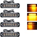4 st 6 LED orange blixtbromsljus, 12V 24V LED-ljusramp, 3000K säkerhetsblinkande varningsljus