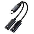 Miniatyrbild 1 av 5: Usb C Splitter, Dubbel Usb C Hörlurs- och Laddaradapter Med Pd 60w Snabbladdning Aluminiumlegering style 2