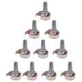 Miniatyrbild 4 av 5: 10 st 18mm lång potentiometer med delad axel för bas elgitarr b50k