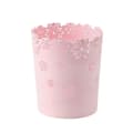 [RM]Round Plastic Waste Bin, Hollow, Lace, for Office. (1-pack Pink)