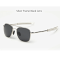 Pikkukuva 1 / 6: Trendikkäät mustat Yhdysvaltain armeijan sotilaslentäjän aurinkolasit miehille - Merkki American Optical polarisoidut aurinkolasit Oculos De So Silver Black