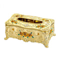 Miniatyrbild 1 av 3: Rektangulär Tissue Box för Hemmet Guld Vit Fodral Hållare Omslag