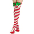 Striped/Solid Long Tights Christmas Red Pompom Bow Long Socks Thigh High Socks Over-the-Knee Socks Christmas db Red And White