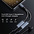 Miniatyrbild 4 av 5: Usb C Splitter, Dubbel Usb C Hörlurs- och Laddaradapter Med Pd 60w Snabbladdning Aluminiumlegering style 1