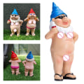 Miniatyrbild 5 av 5: Trädgård Naken Tomte Staty För Gräsmatta Ornament Inomhus/Utomhus Roliga Tomtar Blå