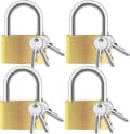 [RM] 4 Solid Brass Padlocks with Keys 12, Small Padlocks with Same Key, Padlock with Key, Storage Lock Shackle for Outdoor and Indoor Use