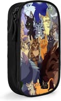 Warrior Cats Pencil Case, Large Capacity Double Zipper Pencil Pouch, Blue-Warrior Cats-Black SAOE010826