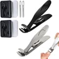 [RM]Nail Clippers for Thick Toenails, Ergonomic Angled Senior Toenail Clippers, Nail Clippers Black+Silver Black+Silver each 1set