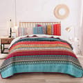 [RM]Bohemian Quilted Bedspread Double 3 Piece Patchwork Bedspread Reversible Soft Microfiber Bedding 220*240cm