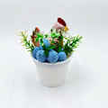 Miniatyrbild 3 av 3: Påskcorsage i korg, flockade kaniner, spunnet bomull - Påsk- och kycklingäggsdekorationer Ägg Kyckling