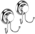 Set med 2 dubbla sugkoppskrokar - Vakuumsystem - Ingen borrning - Handduks- och badrockskrok - Rostfritt stål - 2-pack