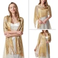 Miniatyrbillede 4 af 4: Dame Bryllup Guld Sjal Stola Bryllupsomslag Foulard Fo