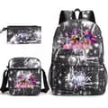 [RM]KPop Demon Hunters Backpack Students School Bag Pencil Case Shoulder Bag 3-piece Set _a A Lightning Black Lightning Black Style B